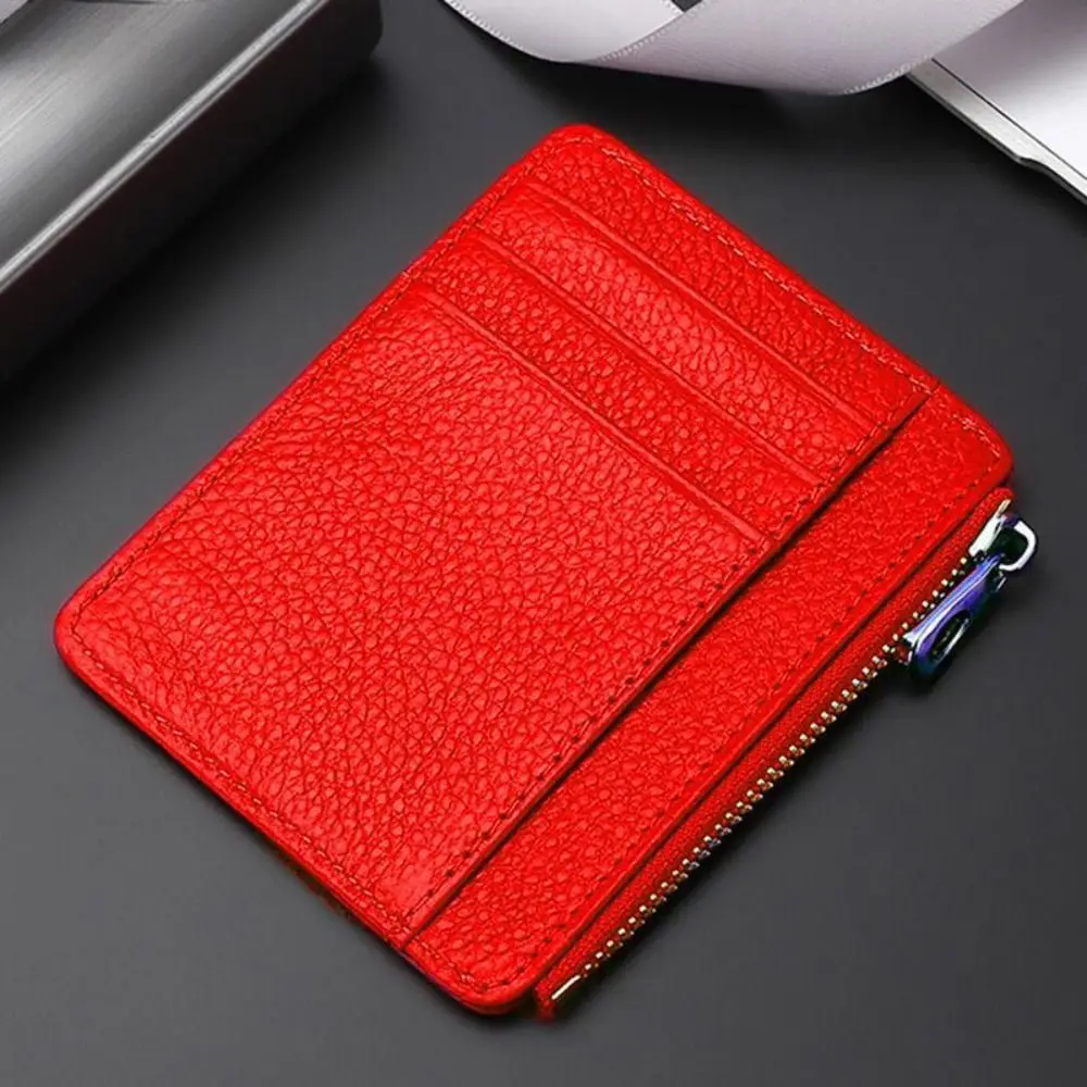 Premium Genuine Leather Ultra-Thin Card Holder with Multi-Card Slots