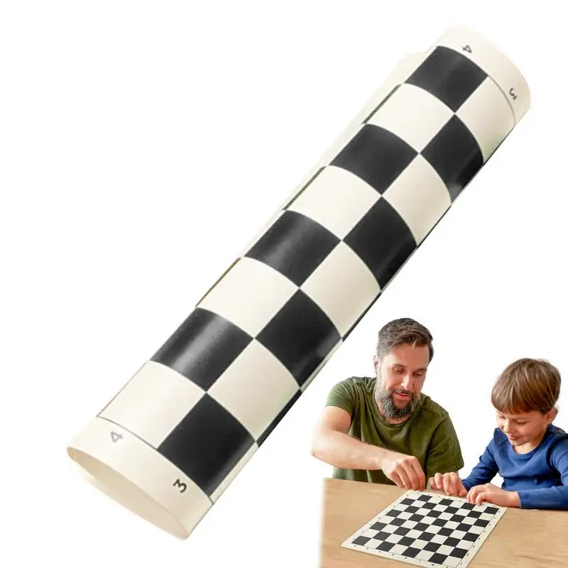 Chess Boards For Adults 64 Grids Tournament Chess Mat Roll Up Board Compact Rollable Chessboard Checkers Folding Board For