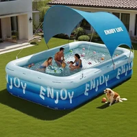 Piscine familiale grande taille 3M/2.6M/2.1M avec auvent, piscine extérieure amovible pour enfants et adultes, jouets aquatiques pour enfants 4