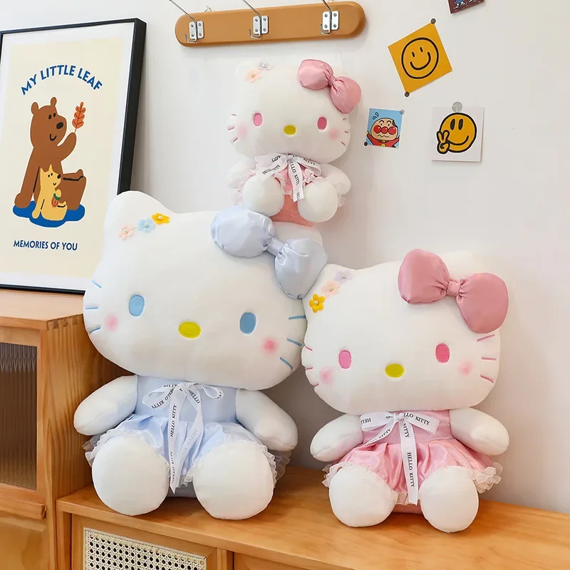 Cartoon Hello Kitty Plush Doll Toy Stuffed Animals Kawaii Cat Plush With Skirt Cute Anime Plushies Sanrio Hellokitty Soft Toy