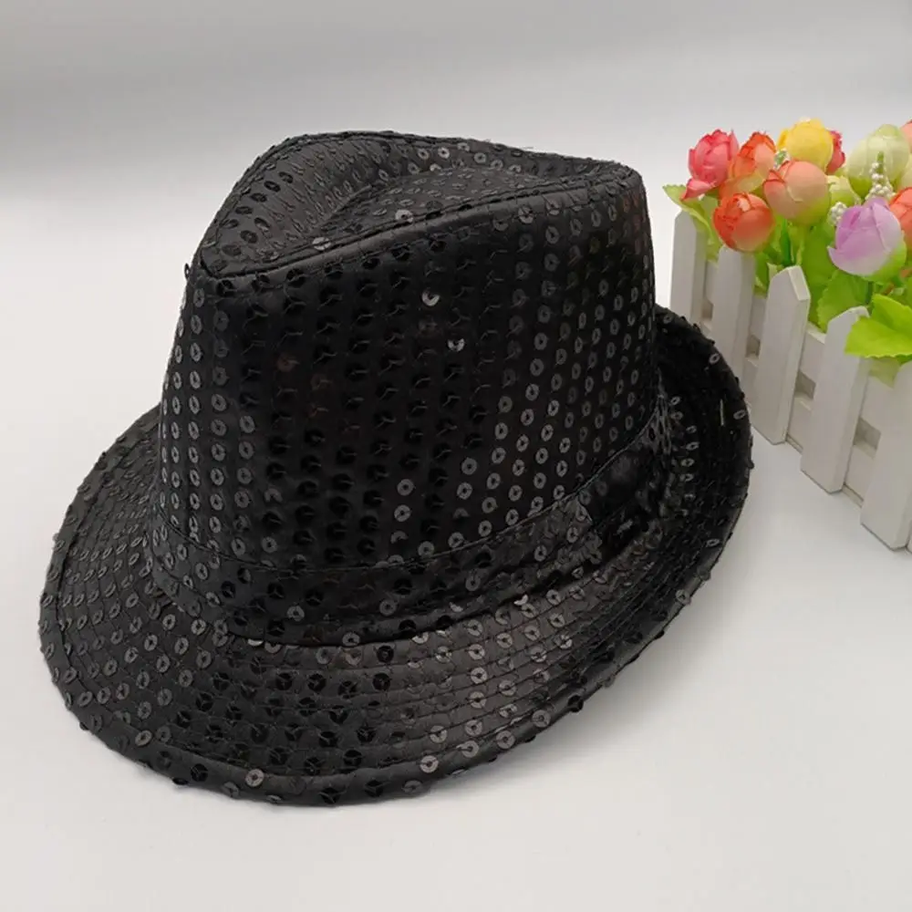 Kinder Jazz Hut Pailletten dekoriert Stage Dance Performance Cap Party Urlaub Hut Tanz Performance Hut Panama Cap – Detail 2