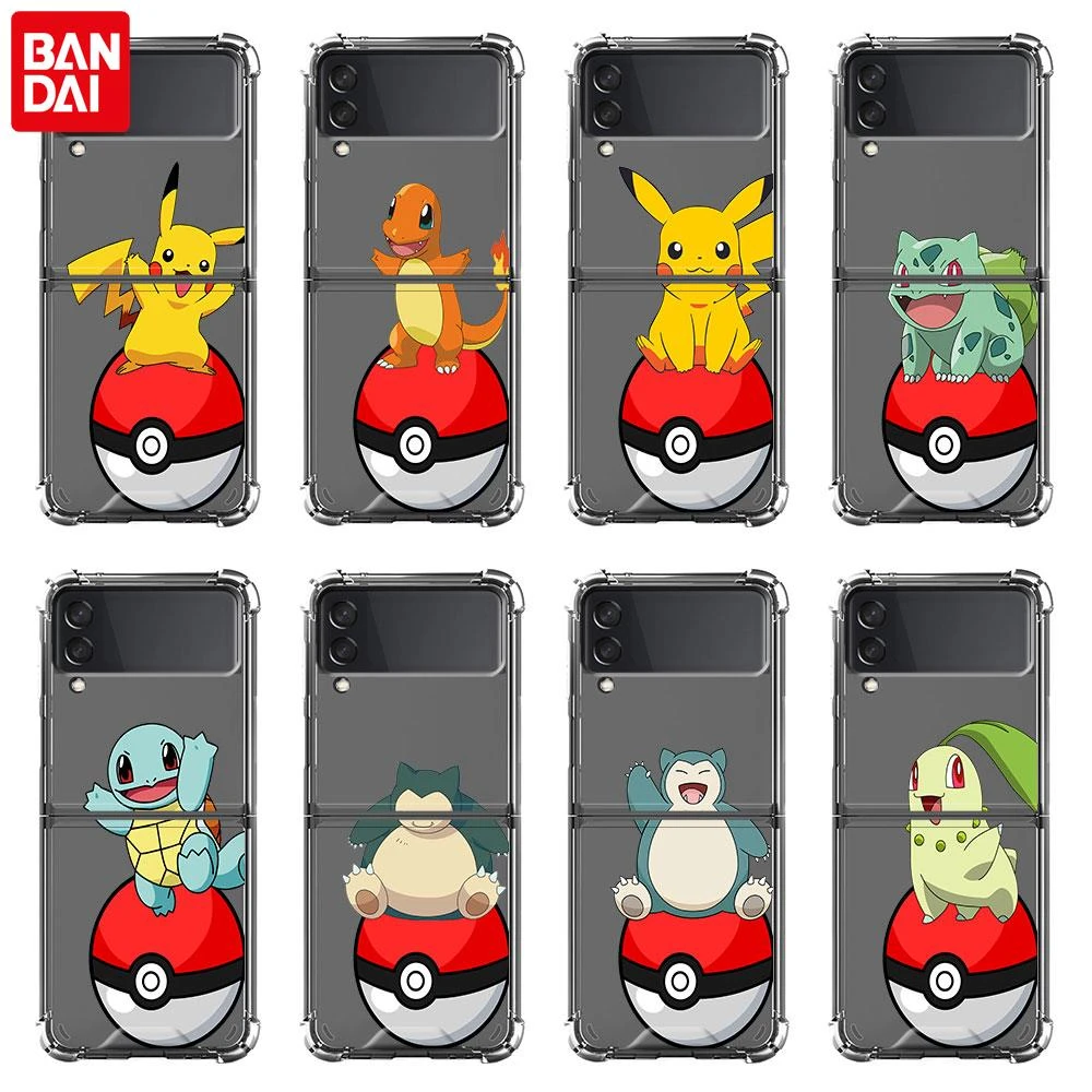 samsung z flip3 case Pokemon Phone Case For Samsung Galaxy Z Flip 3 5G Funda Z Flip3 Clear PC Hard Shockproof Cover Shell Airbag samsung flip3 case