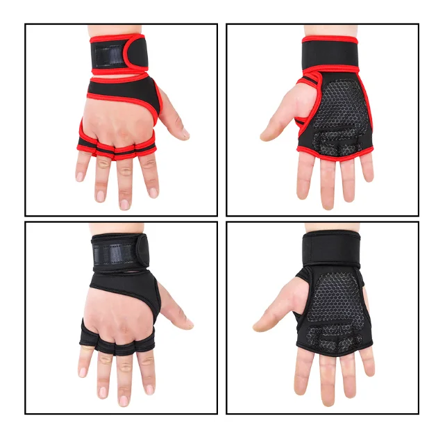 Description Picture 3 of item1 Pair Wrist Protector Gym Wristbands Weight Lifting Gym Training Gloves Women Men Fitness Bodybuilding Hand Grips Palm Gloves