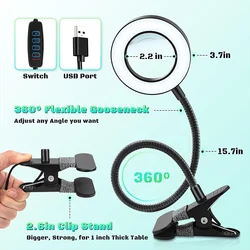 Adjustable Desk Light with 3 - Color, 10 - Level Brightness and Flexible Gooseneck - 2Pcs (With Magnifier)