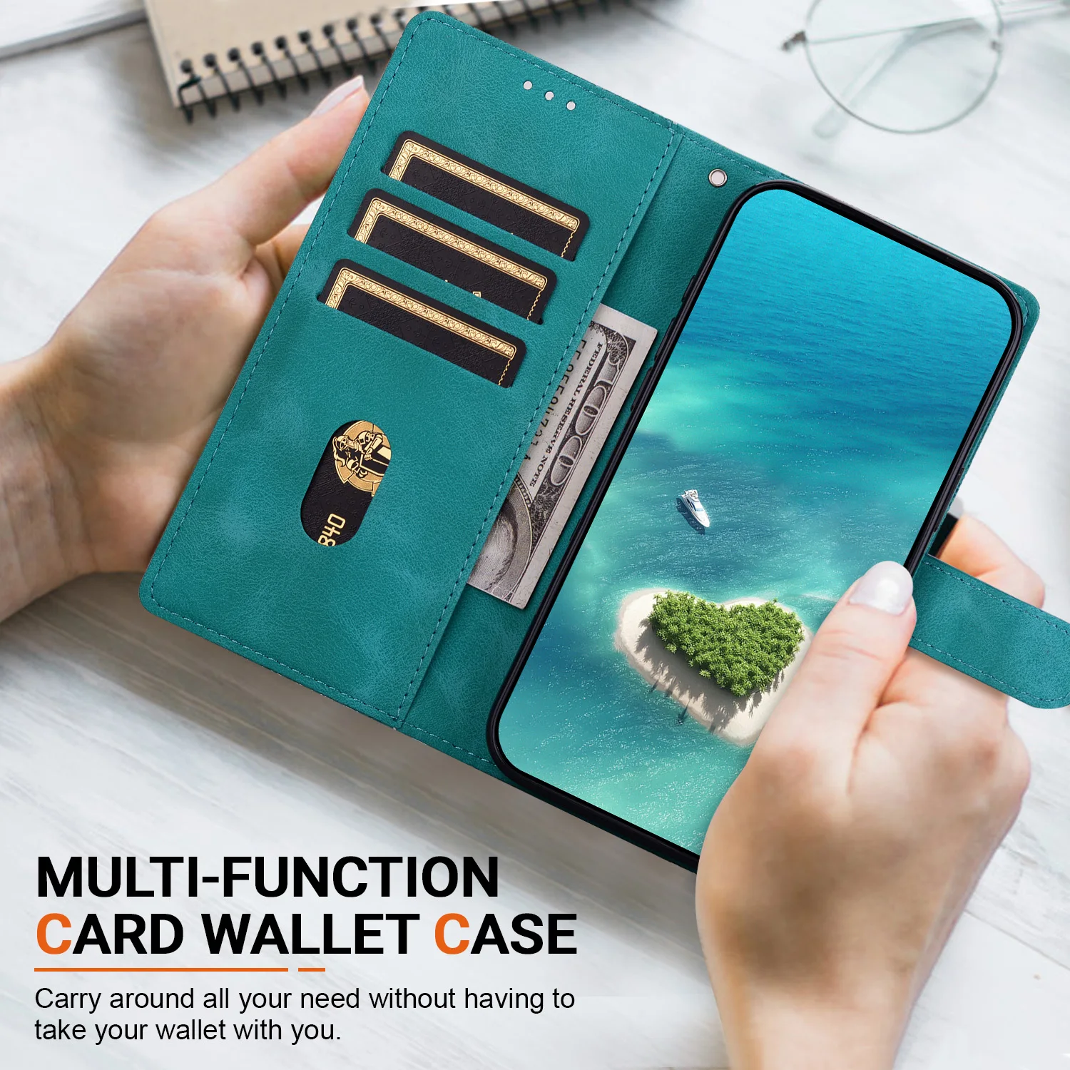 Leather Flip Wallet Card Holder Case Cover
