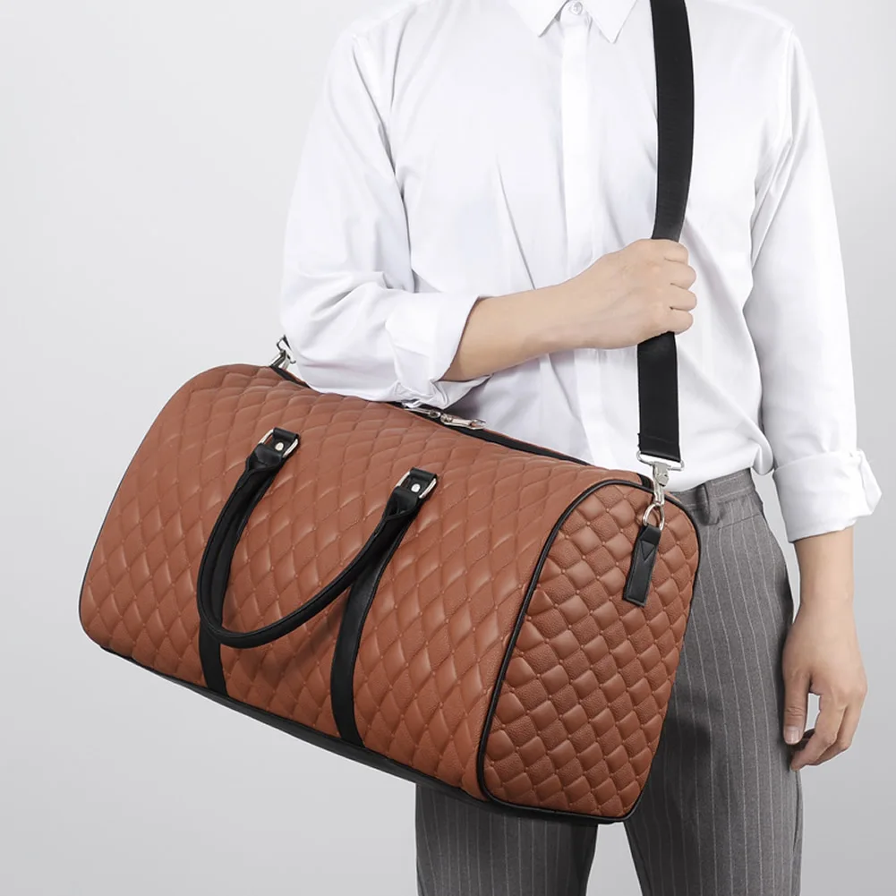 GNWXY Large Capacity Travel Bag Business Men Travel Handbags PU Leather Retro Travel Luggage Pack Multifunctional Duffle Bags
