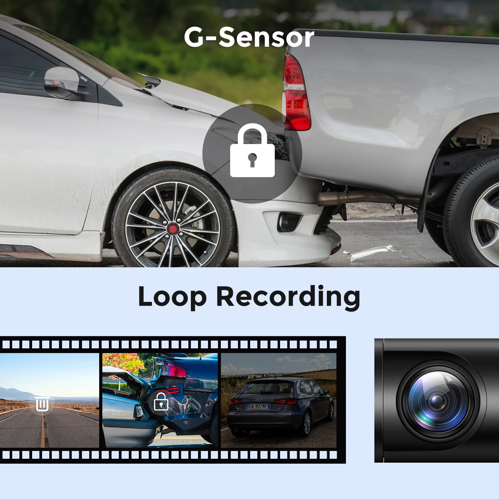 AZDOME- ķ, Ʈ ڵ DVR ī޶,     ķ, 1296P HD Ʈ  ڵ ī޶,  ڴ G-