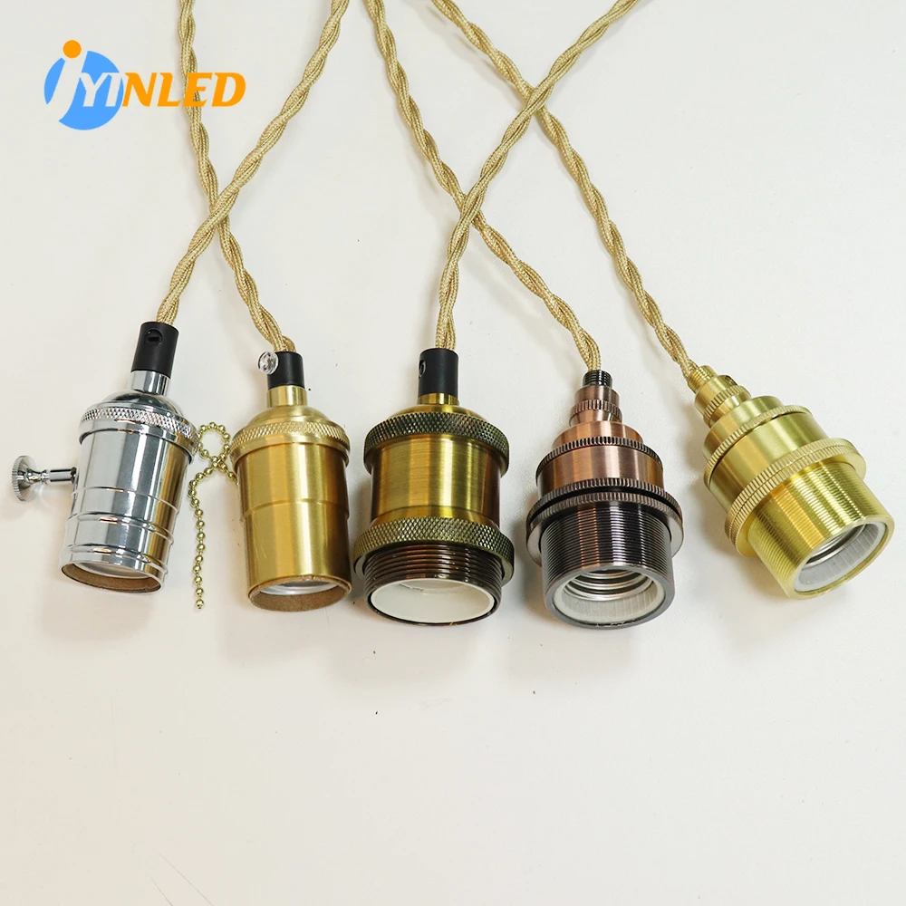 Vintage Edison E27 Base Retro Pendant Light Aluminum Shell Screw Bulb for Home Corridor Studio Office Bedroom Hanging Lamps