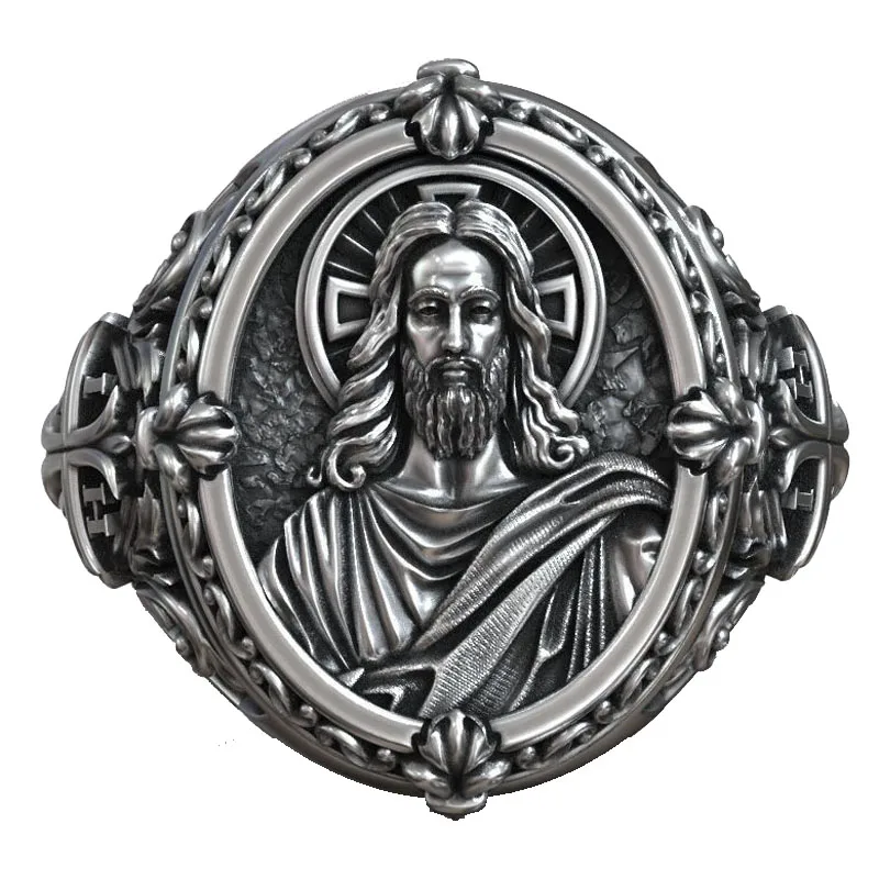 

15g Jesus Christ Cross IHSV Christian Signet Rings 925 Solid Sterling Silver Many Sizes Rings sz6-13