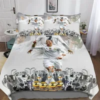 Ronaldo Idol Football Star 3D Printed 2/3 Pcs Duvet Cover Set Quilt Cover for Teens Kids Boys Girls Soft Bed Cover with Zipper 1