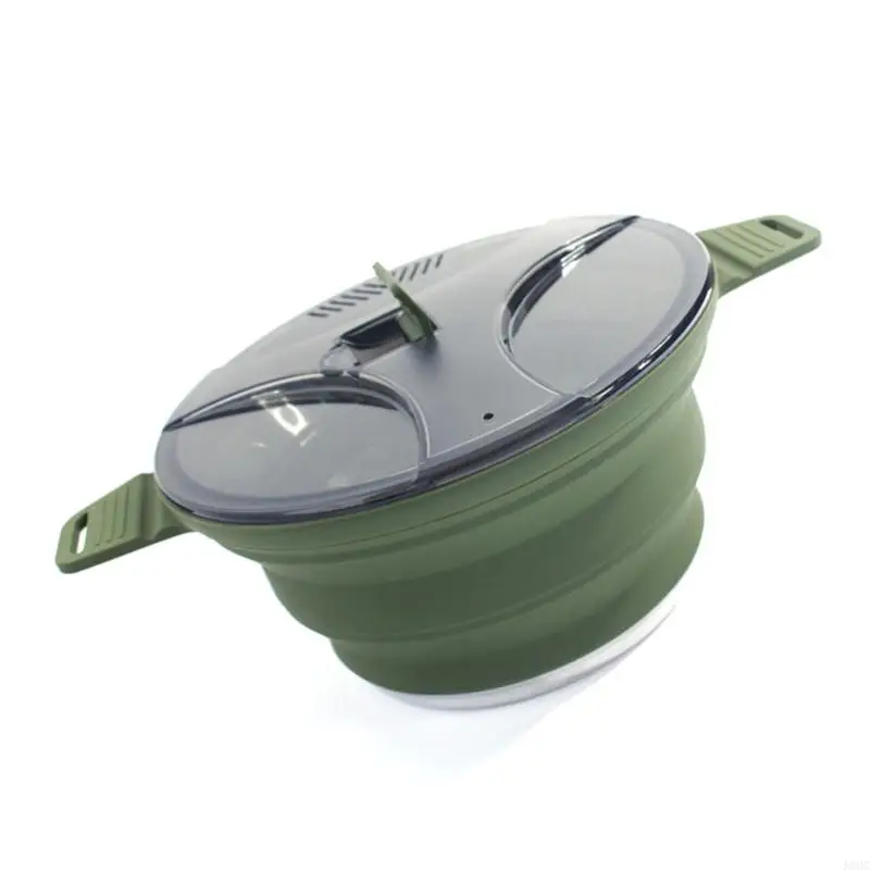 소형 접이식 실리콘 캠핑 냄비 스테인레스 스틸 내구성 야외 요리 하이킹 장비
