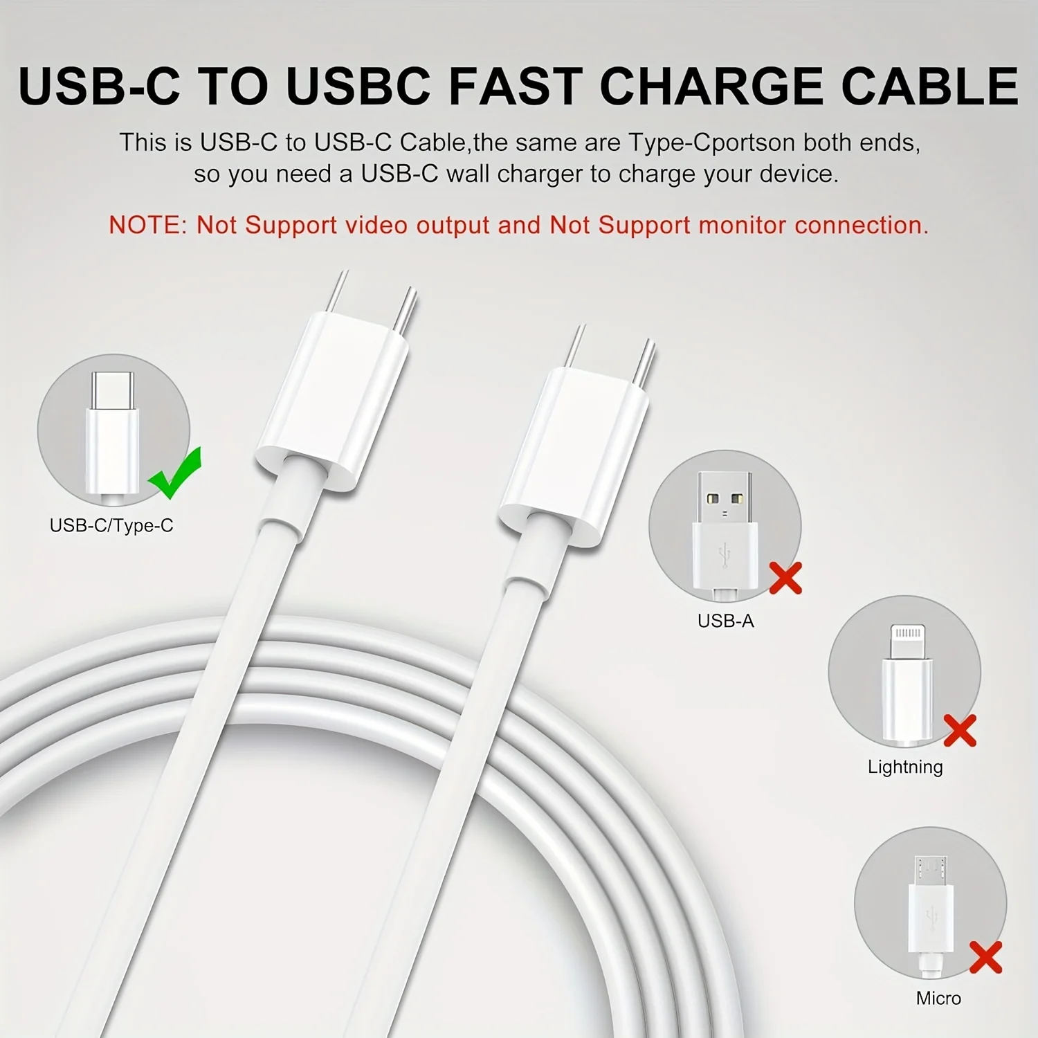 Triple Pack USB C to USB C Fast Charging Cable Set - 1M, 2M, 3M, 60W Type C Charger Cord