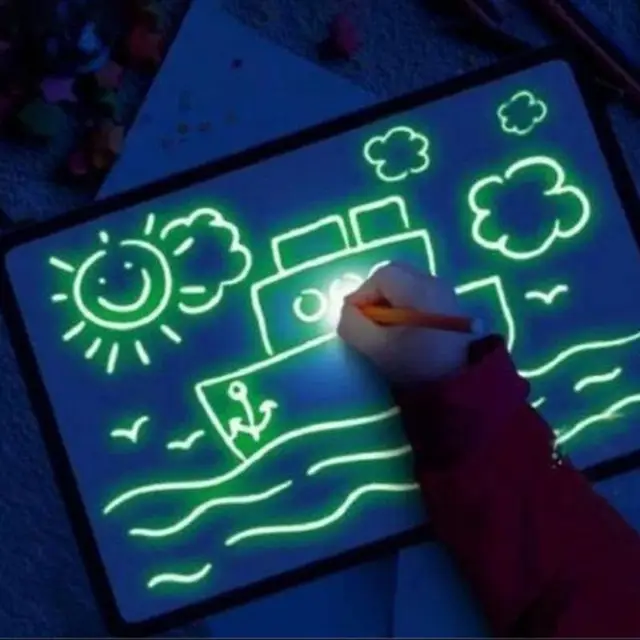 LED Light Drawing Pad Drawing Board For Kids Reusable Doodle Board Portable Learning Educational Toys Toddler LED Drawing Board 4