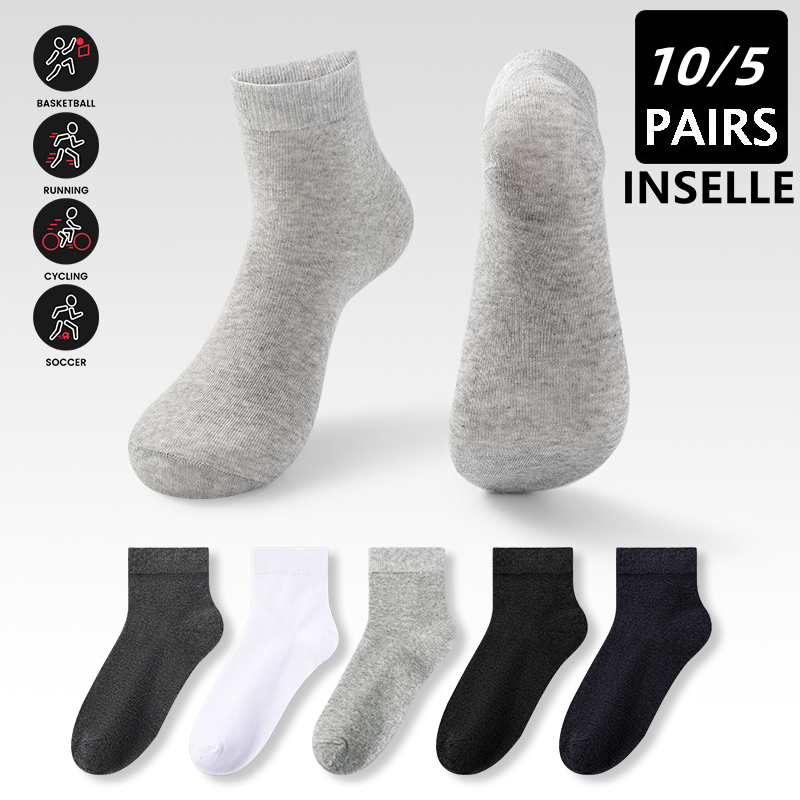 5 pairs of cotton socks for men, anti odor and sweat absorbing, all cotton, men's summer business black midsole commercial super