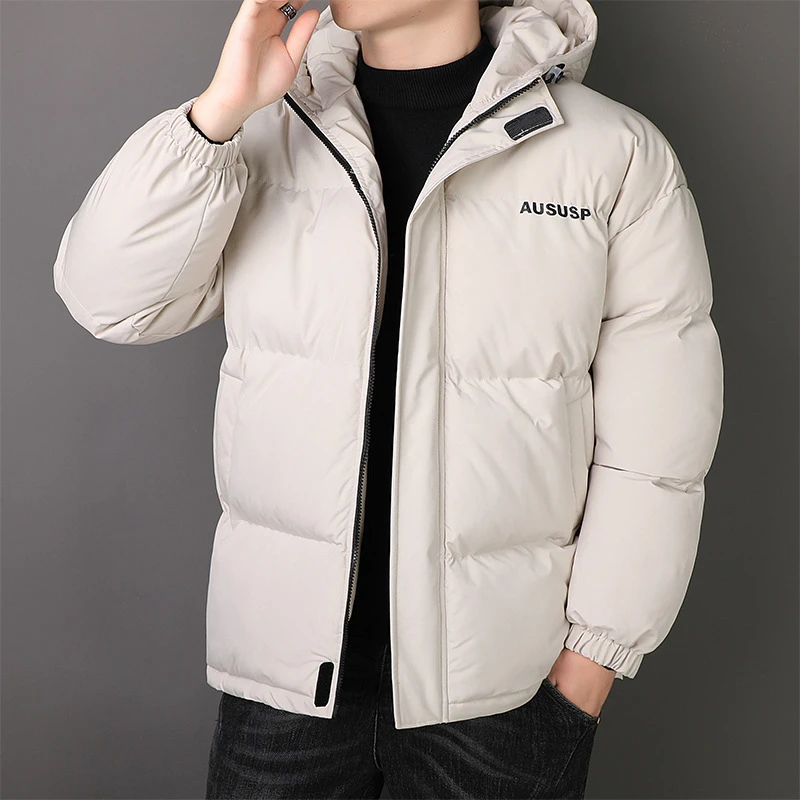 Chaqueta de plumón de pato para hombre, abrigo cálido con capucha gruesa, Parka térmica de calidad, Color blanco y sólido, Invierno| | - AliExpress