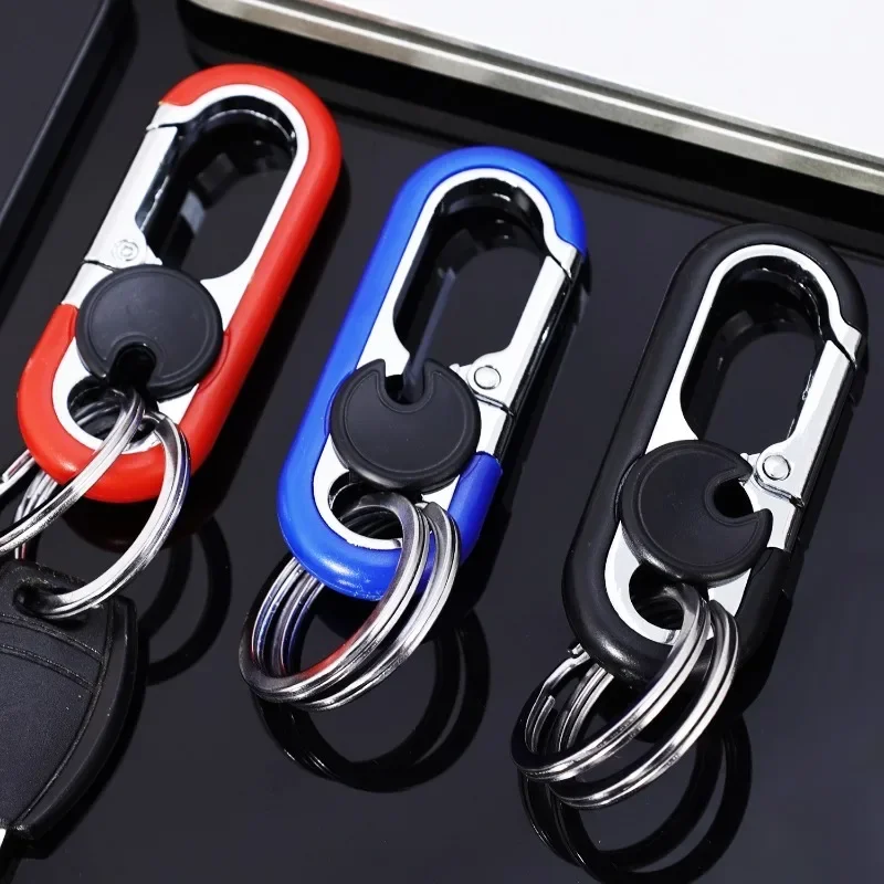 Sleek Double Ring Metal Keychain for Men – Stylish Key Holder & Gift