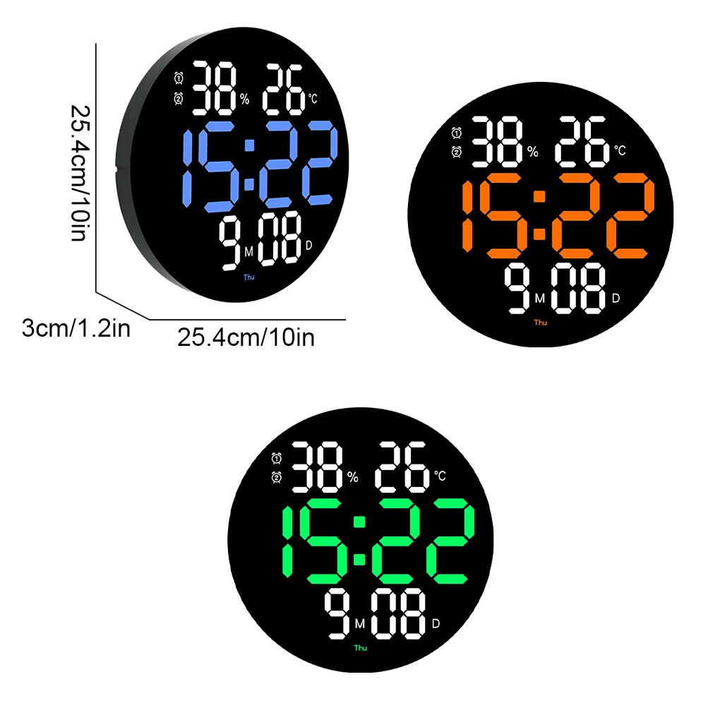 Digital Wall Clock ABS Wall Clock Replacement Battery Powered Home Gym Digital LED Clocks Alarms Thermometer Humidity Meter Accessory