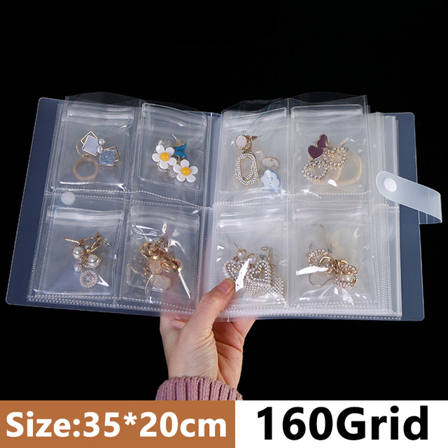 Jewelry Storage Book Bag Desktop Drawer Organizer Transparent Necklace Bracelet Ring Holder Ziplock Bag Storage