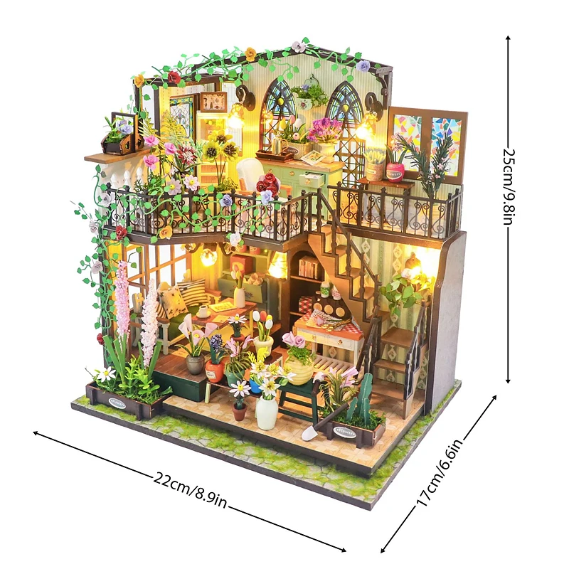 Charming Wooden Dollhouse Kit with Furniture and Lighting - DIY 3D Puzzle for Home Decoration and Gifts