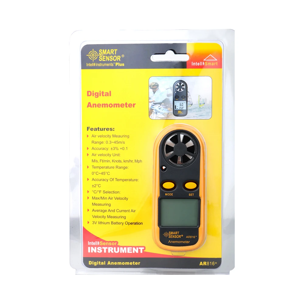 휴대용 풍속 측정기, 풍속계 온도계, 풍속 계량기 테스터, 측정 기기, 풍속 감지기, AR816 +