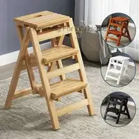 Solid Wood Foldable Step Stools Multi Functional Dual-use Simple Step Ladders for Home Folding Chair Stools Kitchen Furniture 2