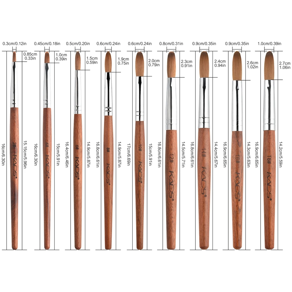 KADS Acrylic Nail Brush Professional Kolinsky Brush for Nails Acrylic Powder Brush Crimped Oval Shaped Sturdy Handle with Box 3