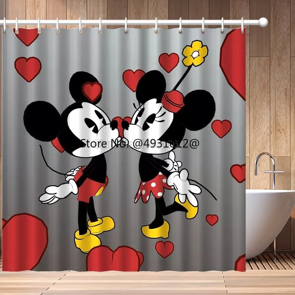 

2023 Disney Mickey Mouse Shower Curtains 120x180cm Bath Curtain Waterproof Bathroom Decor with Hooks 3D Printing Bath Drapes