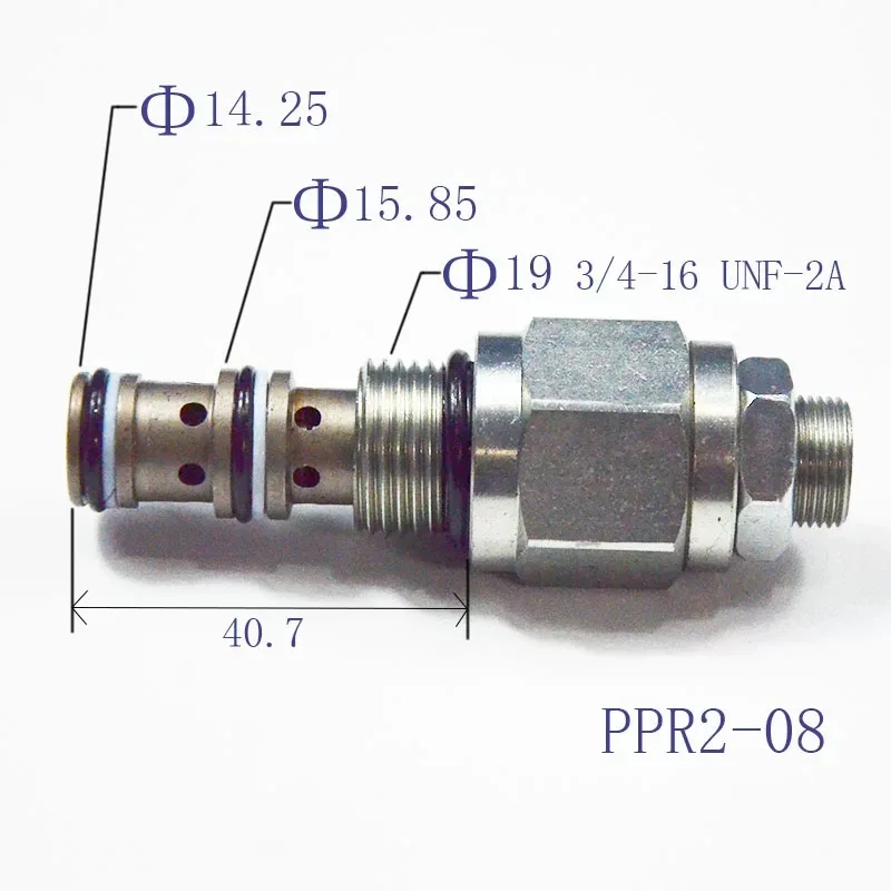 Threaded plug-in pilot operated pressure relief valve PPR2-08/XJF08