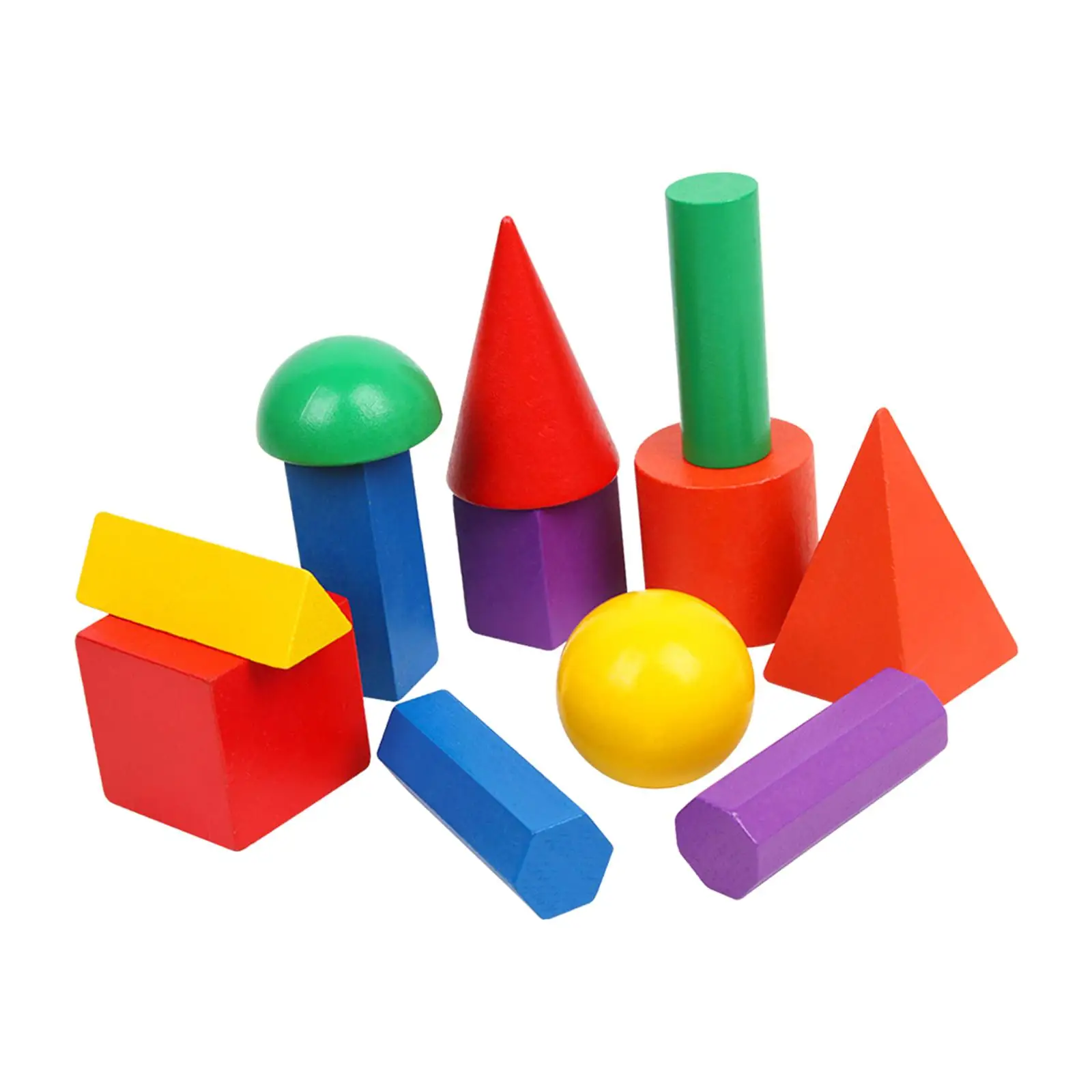 

12x Montessori Geometric Shapes Blocks Set Educational 3D Shapes Geometric Solids for Game Early Education Activity Preschool
