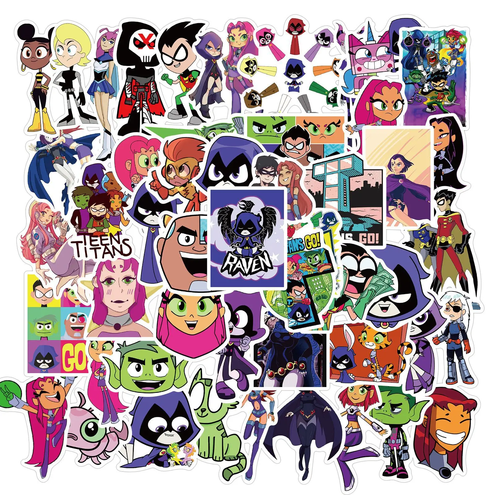 Teen Titans Graffiti Sticker Pack - 50pcs Waterproof Decorative Set