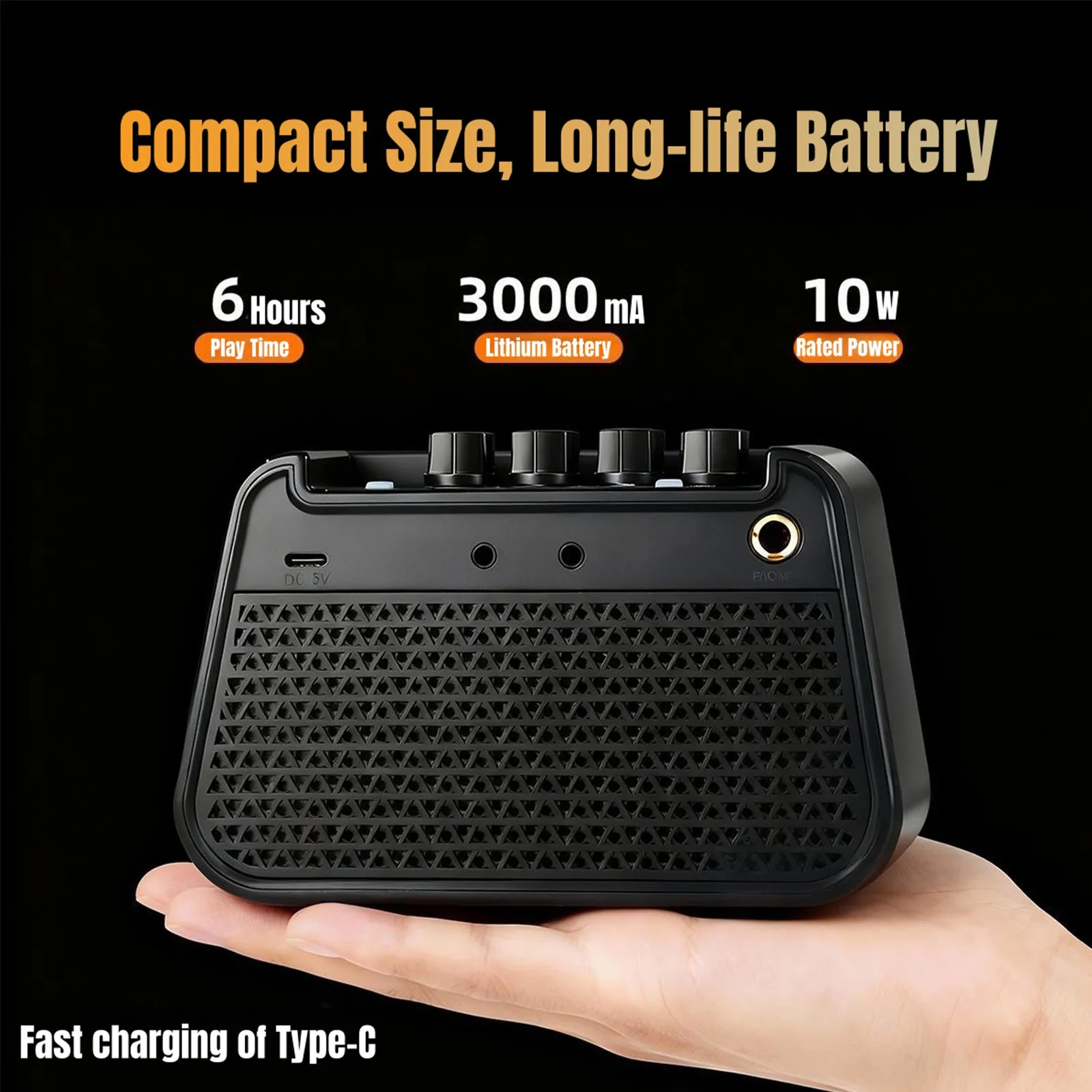 Coolmusic Unique Se 10W Guitar Amplifier Dual Channel Clean/drive Rechargeable Bluetooth Mini Amp with Aux Headphone Input
