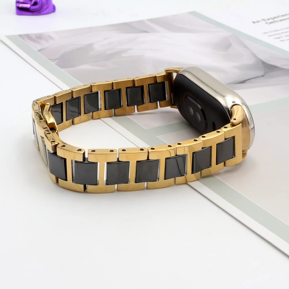Elegant Ceramic and Stainless Steel Watchband for Smartwatches – Sophisticated and Durable Replacement Wristband for Men
