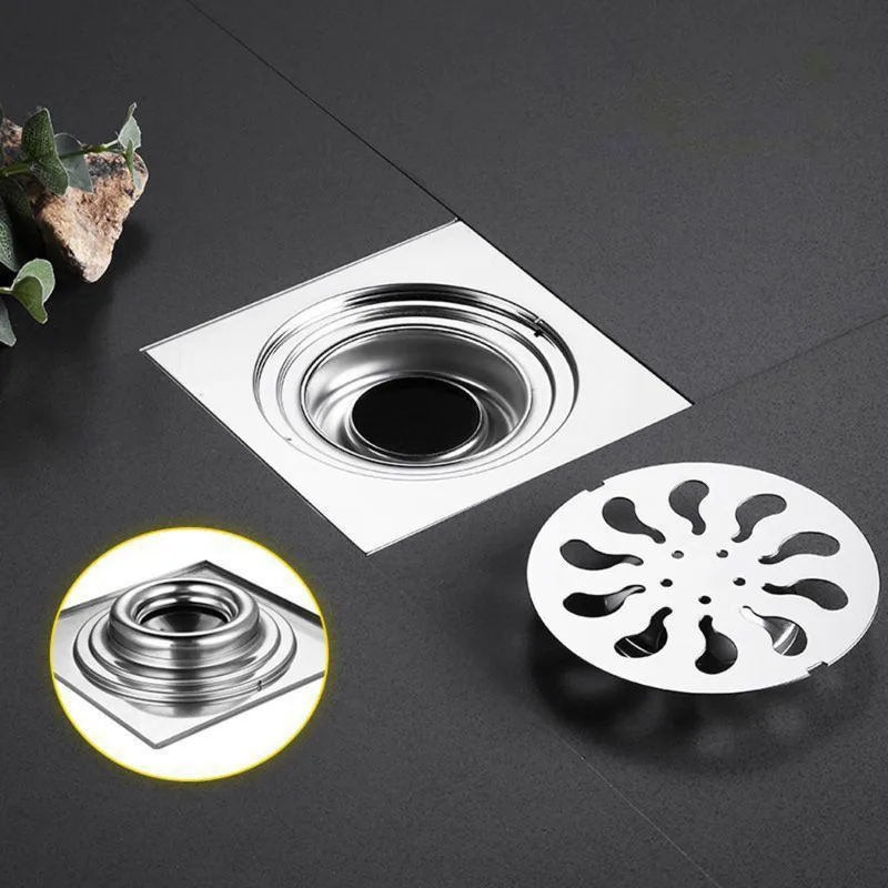 

Anti-odor Bathtub Shower Drainer Floor Bathroom Accessories Square Gray Brass Floor Drain Waste Drain Bathroom Shower Drain