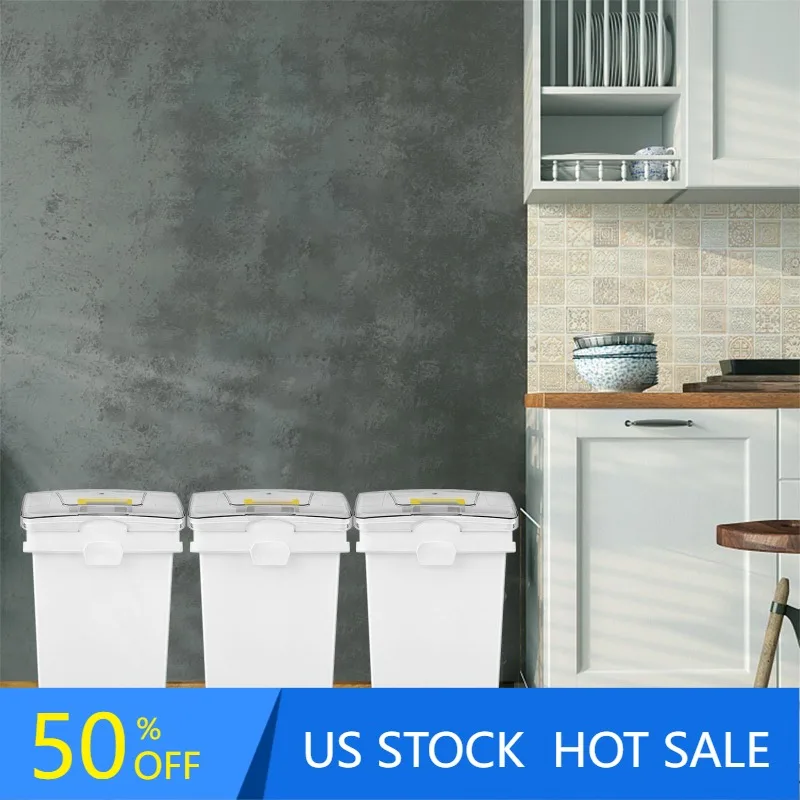 

Ingredient Storage Bin, Flour Bins On Wheels, 6.6 Gallons Capacity, 3 Pcs/Set