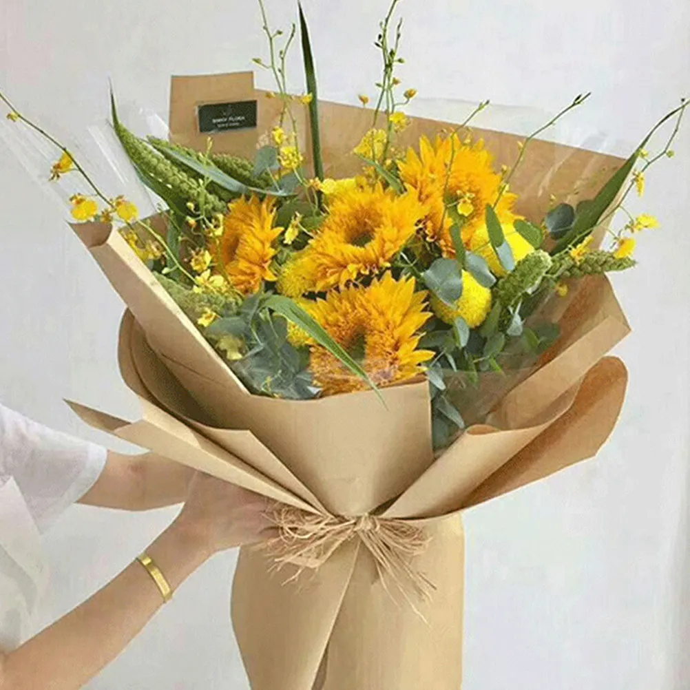 1 롤 노란색 크래프트 종이 선물 포장용 프리미엄 포장지 꽃 포장 꽃병 장식 DIY 공예 포장