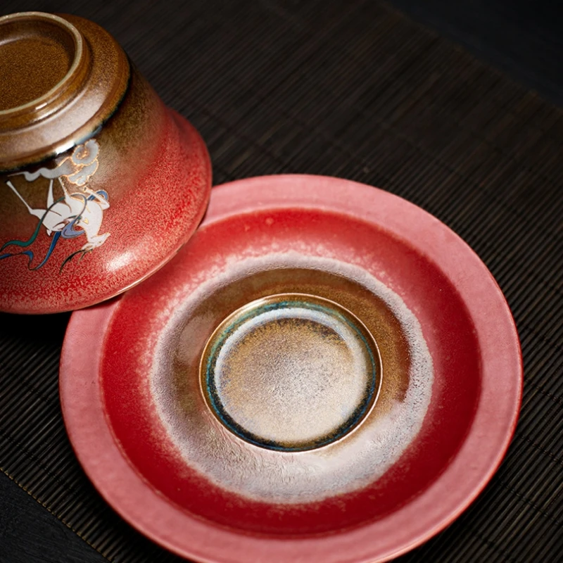 Deer Gaiwan Tea Ceramic Tureen Lid Teaware Chinese Red Tea Bowl Chawan Lily Deng's store