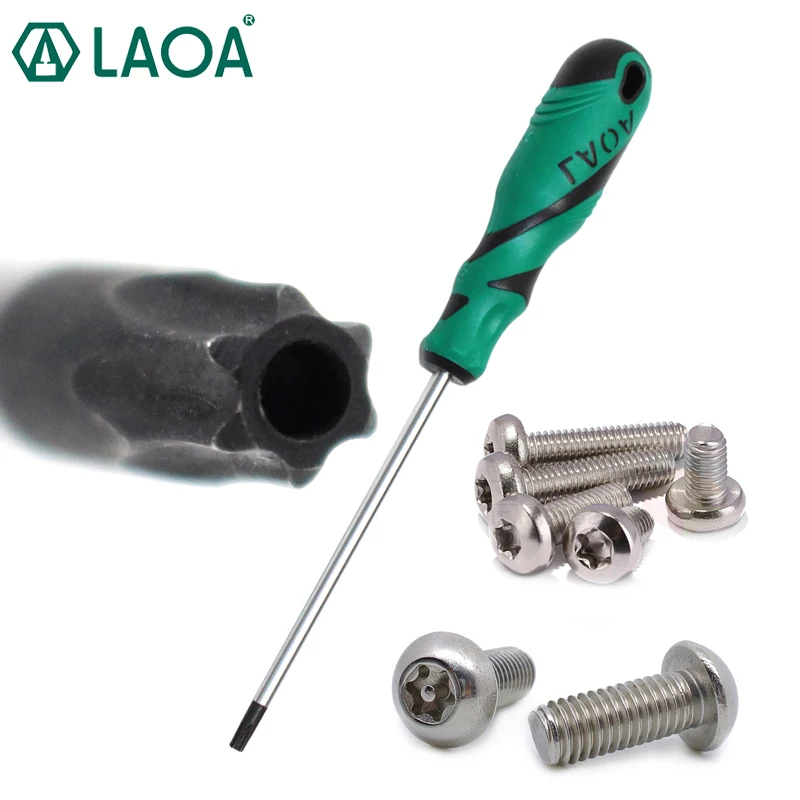 LAOA-destornillador Torx S2, destornillador Hexagonal de acero de aleación con orificio medio T6/T7/T8/T9/T10/T15/T20/T25/T30, 1 unidad