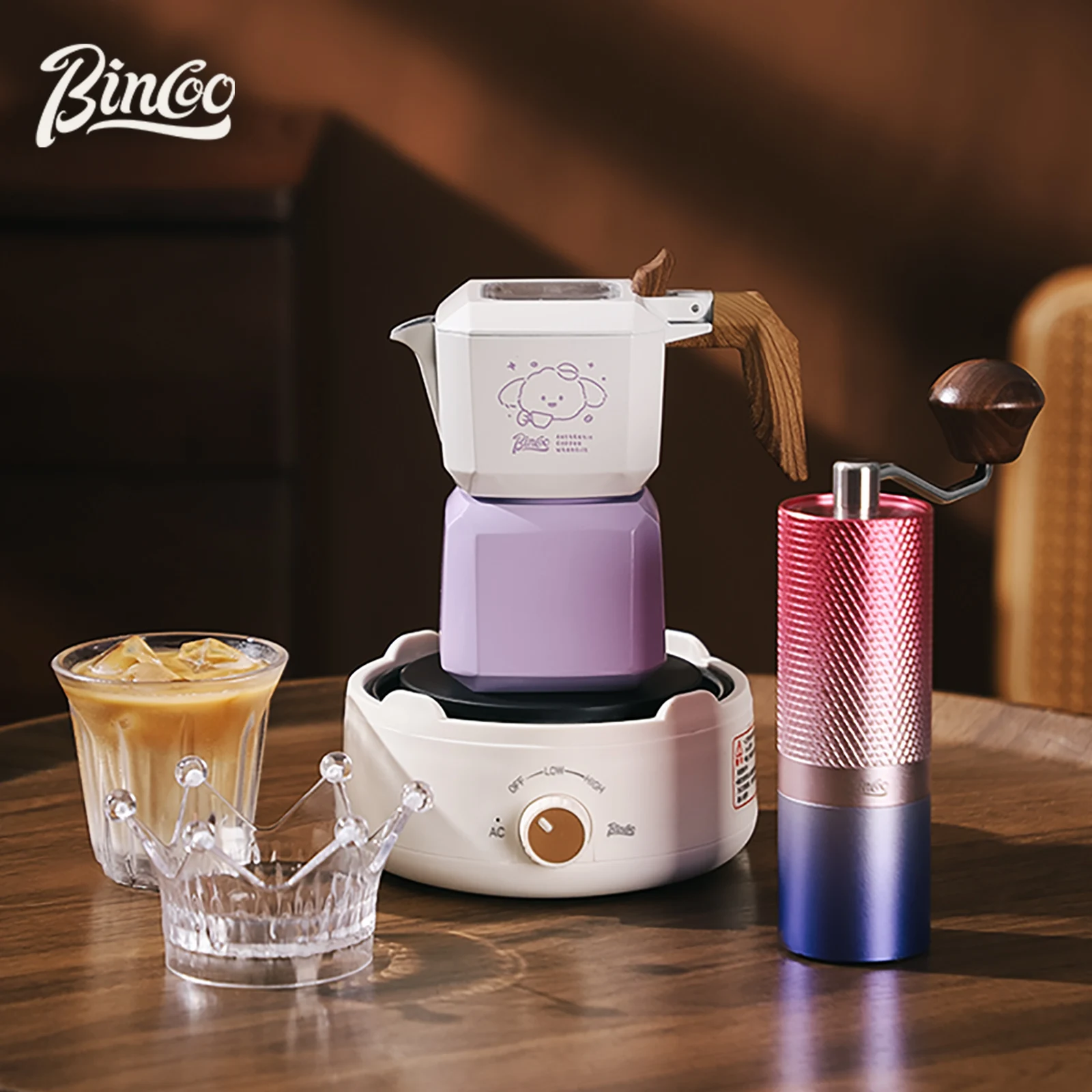 طقم صانع القهوة الموكا بتصميم حيواني من بينكو، نظا...