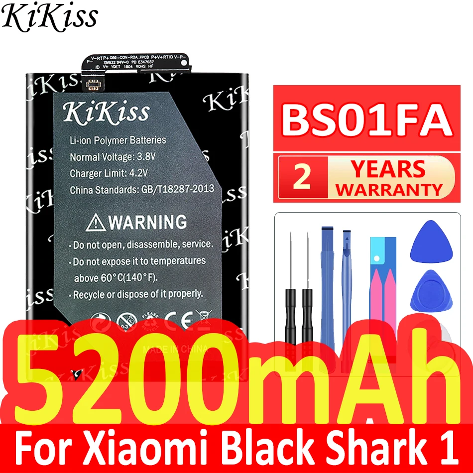 

KiKiss For Xiao Mi BS01FA 5200mAh Battery For Xiaomi Black Shark 1 Shark1/Black Shark Dual SIM TD-LTE/ SKR-A0 AWM-A0 + Tools