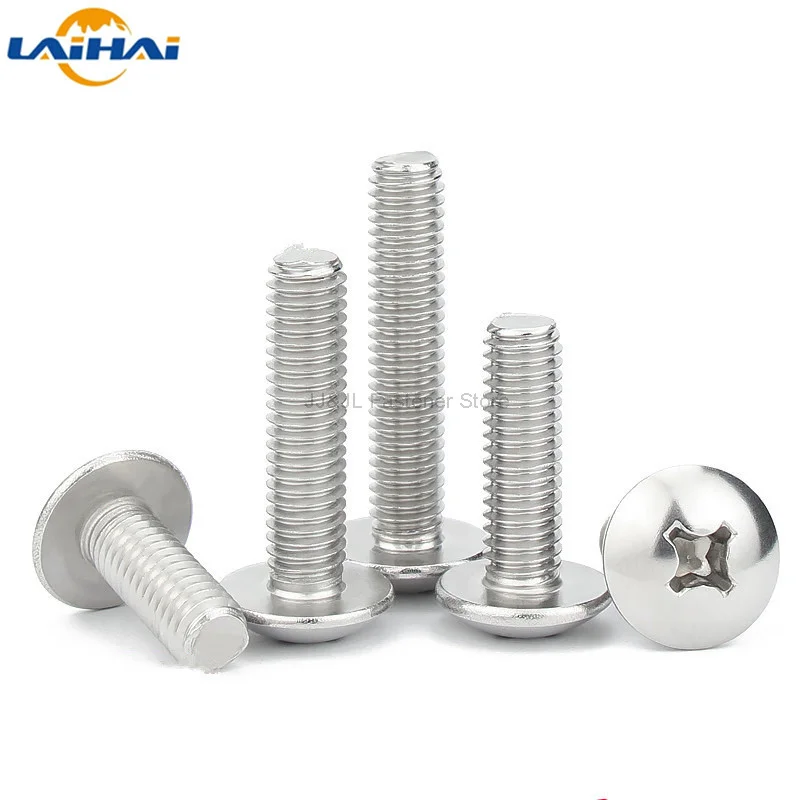 

10/50X M2 M2.5 M3 M4 M5 M6 M8 304 A2-70 stainless steel JISB1111T Phillips Truss Head Large Flat Round Cross Screw Bolt L=3-80mm