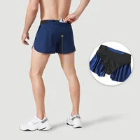 Ultralight Men Quick Dry Marathon Running Shorts with Lining Back Zipper Pocket Gym Fitness Exercise Training Loose Sport Shorts 2