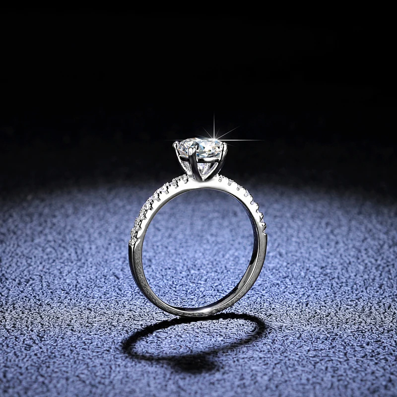 Luxury Real PT950 Platinum Rings For Women Super Sparkling Round VVS 1 Carat Moissnaite Diamond Rings Wedding Jewelry Gift