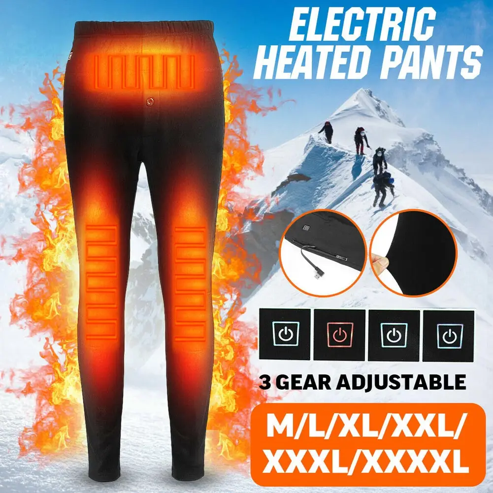 Pantalones con calefacción eléctrica para hombre y mujer, mallas cálidas con Usb, elásticos, accesorios de invierno, novedad