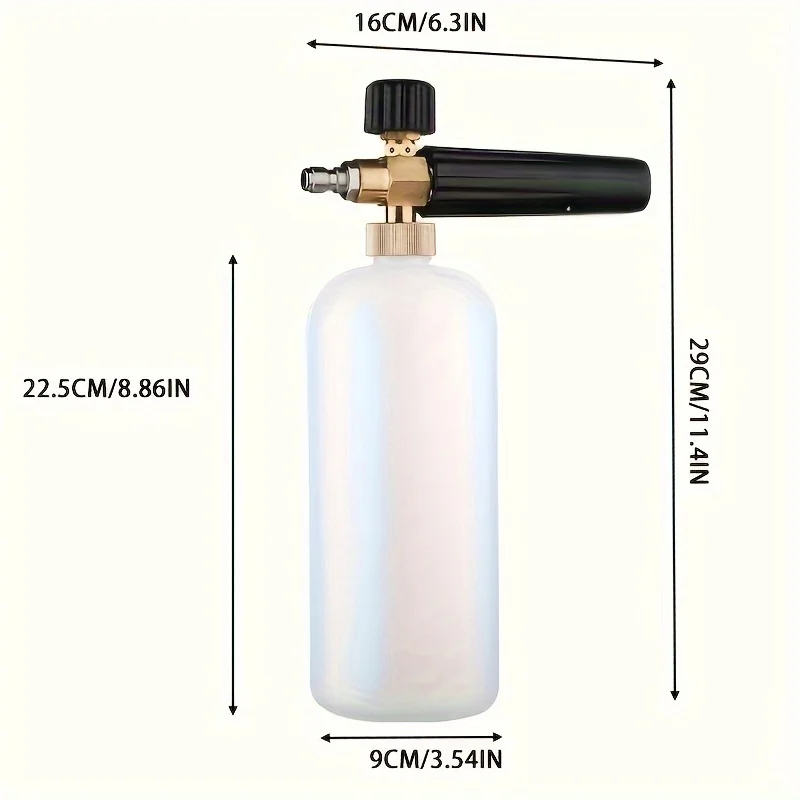1/4" Quick Connect Foam Gun, Adjustable Nozzle & Foam Bottle for High-Pressure Car Washing 2