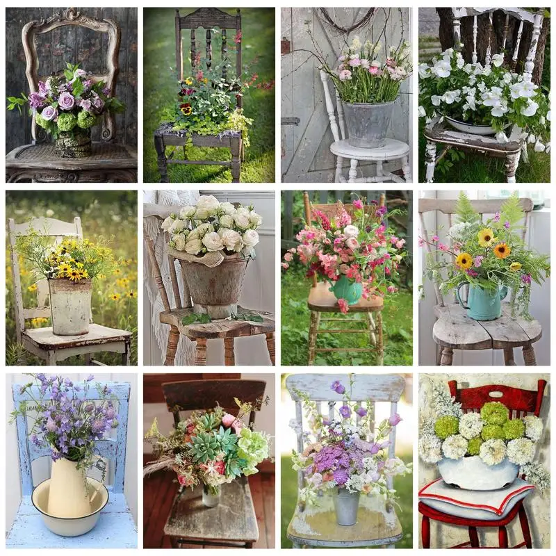 

Фотофон с цветочным номером краски с рамкой, рисование зеленых растений, поделки для фотографий украшение для взрослых Home