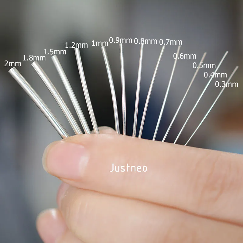 주얼리 비딩 와이어 DIY 주얼리 제작용 실버 와이어, 단단한 원형, 999  와이어, 0.3-1mm, 1 미터