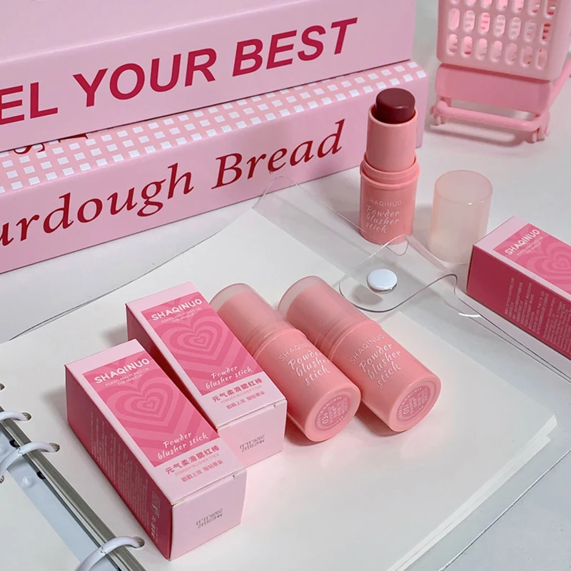 SHAQINUO Smooth Blush Stick Natural tender No Fly Powder matte cream Lift color so faint blush 3