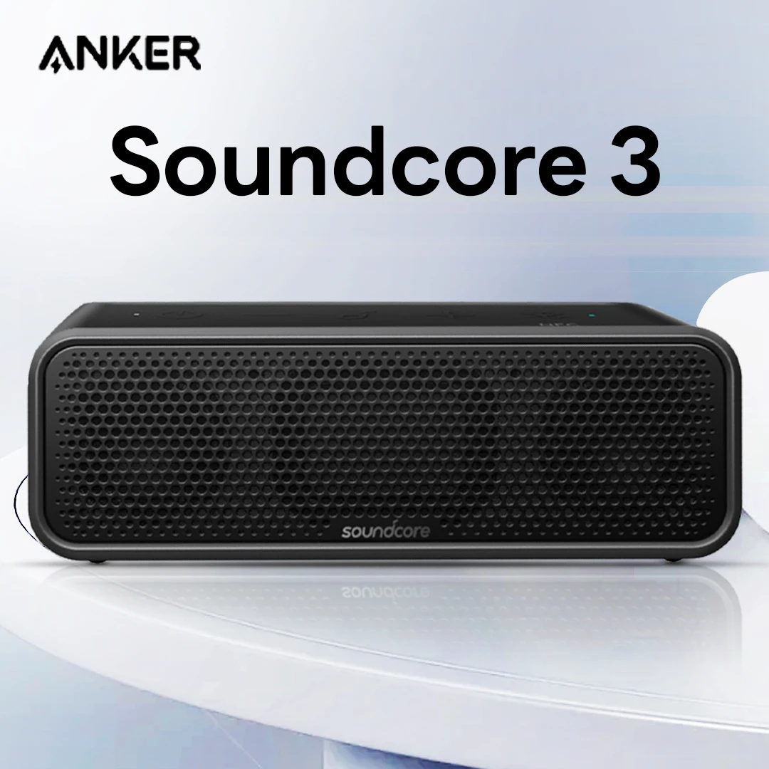 Anker Soundcore 3 Portable Bluetooth Speaker with 16W Stereo Sound 24-Hour Playtime Pure Titanium Diaphragm Drivers Speaker