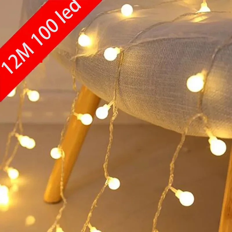 12M Usb/Batteria Power Ball Led String Lights Luci Ghirlanda Lampada Da Esterno Impermeabile Wedding Garden Fairy Lights Decorazioni Natalizie