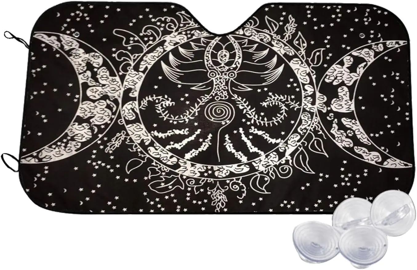 

Тройная Луна, плантаграмма, символ, автомобильный солнцезащитный козырек, солнцезащитный козырек для лобового стекла автомобиля, максимальные УФ-лучи, сохраняйте прохладу в вашем автомобиле